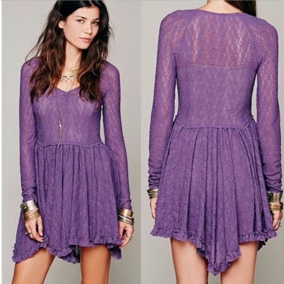 Intimately Free People Sz XS Look Both Ways Purple Lace Slip Dress - Picture 1 of 8